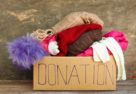 donation box of sweaters